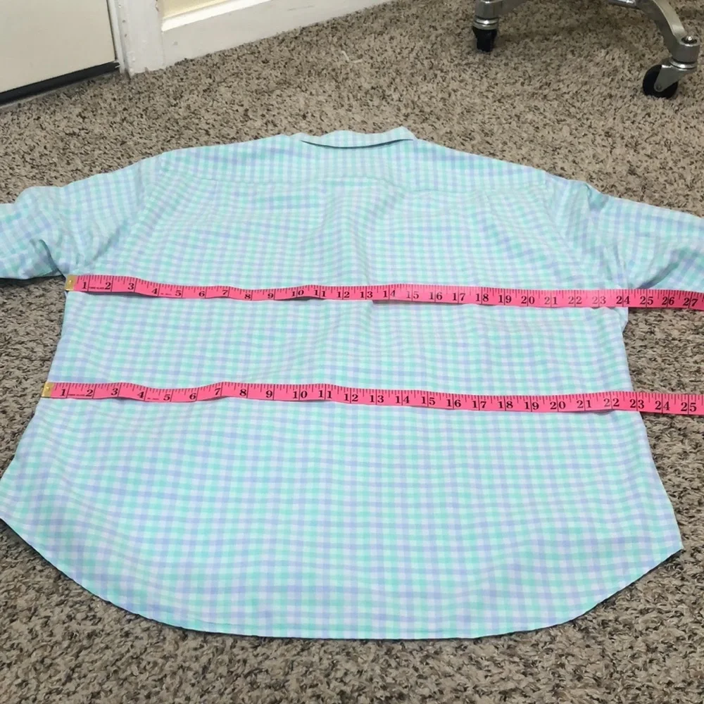 Bonobos Button Down Slim Fit Shirt Size XL Short Pastel Blue Green Gingham